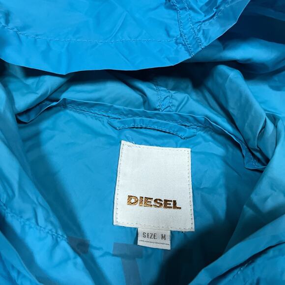 Diesel Lightweight Windbreaker Jacket Zip Medium Blue Never Forget See Note - Picture 4 of 10